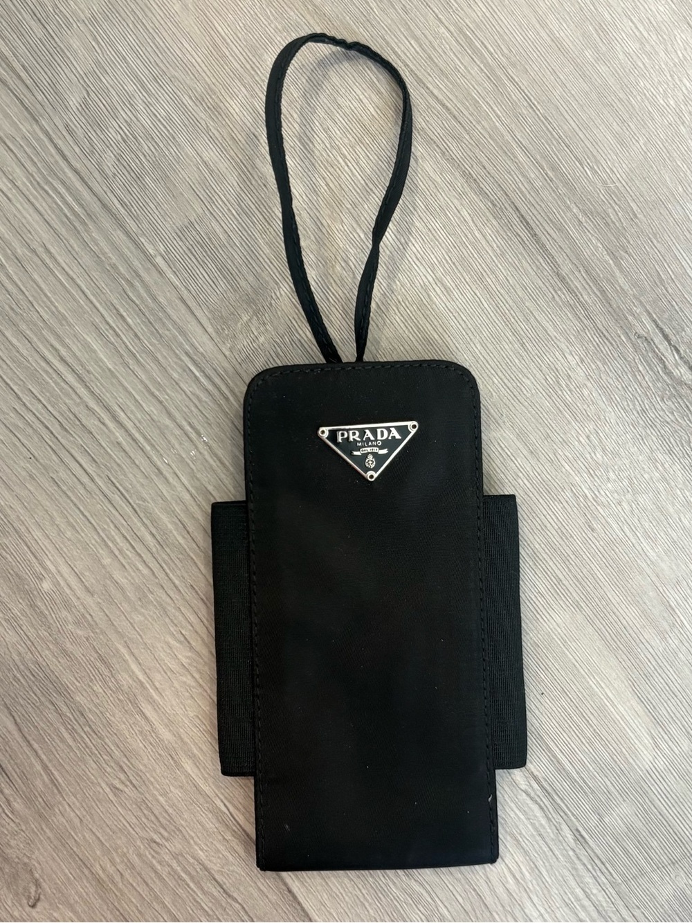 Authentic Prada Black Nylon Phone Pouch with Strap FITS ALL PHONES